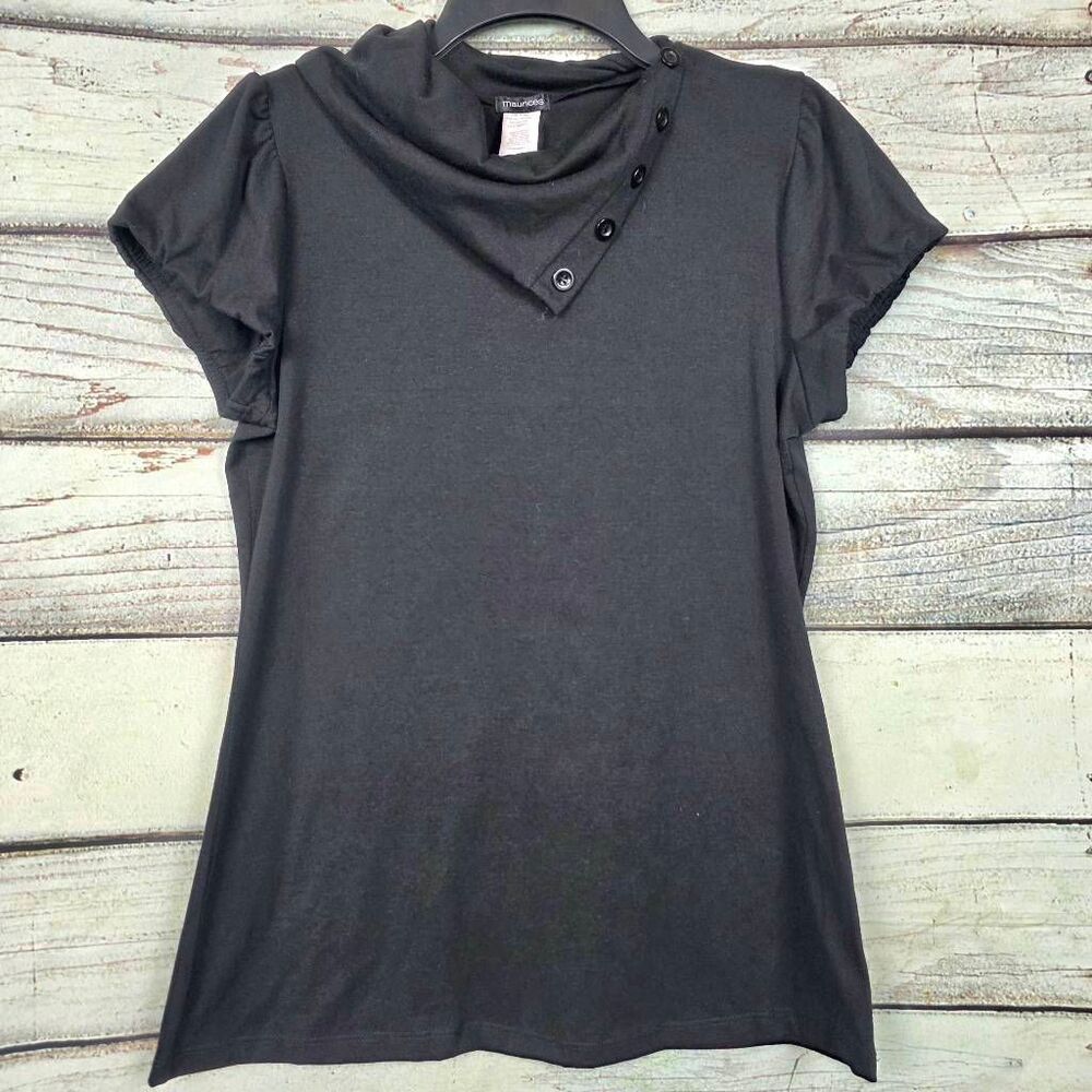 Maurices L Black Cowl Neck Button Top - Picture 4 of 9